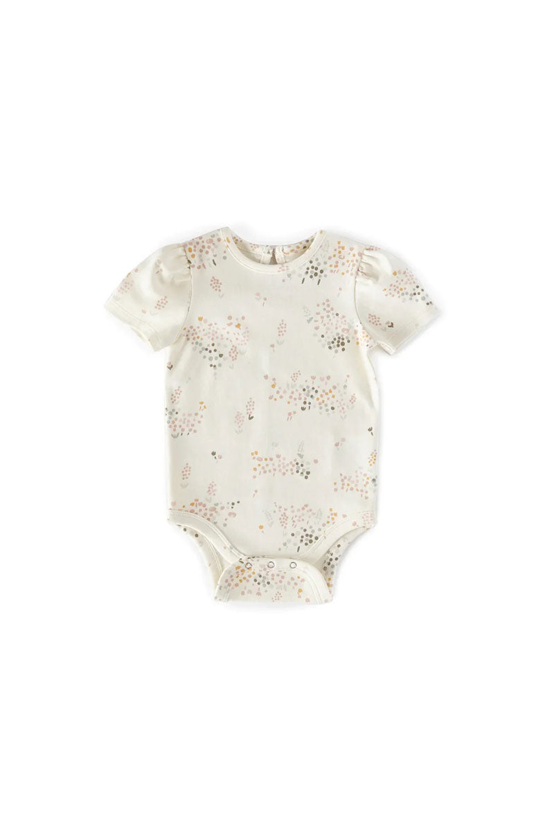 Short Sleeve Puff One-Piece - Flower Patch