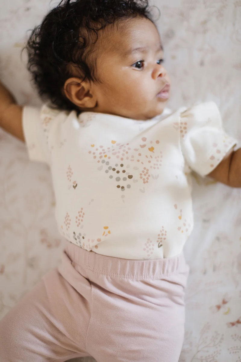 Short Sleeve Puff One-Piece - Flower Patch
