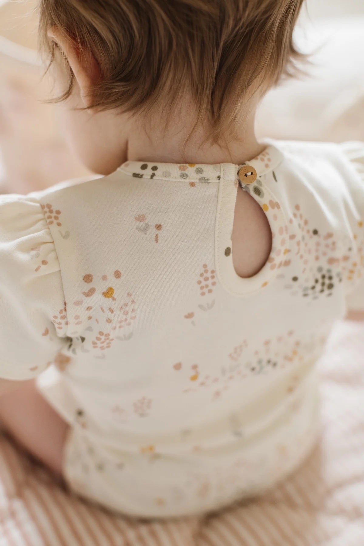 Short Sleeve Puff One-Piece - Flower Patch