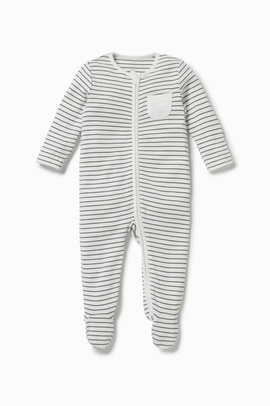 Clever Zip Pajamas - Grey Stripe
